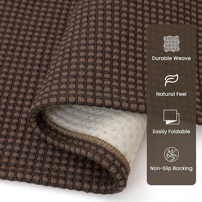 Braided Runner Rug 2.6x12 Ft Washable Runners for Hallways Non Slip Rubber Backed Kitchen Runners Cotton Extra Long Entryway Runner Indoor, Woven Carpet for Hall Entryway, Brown