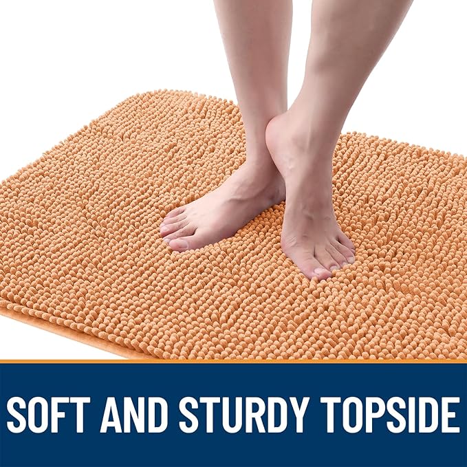 OLANLY Dog Door Mat for Muddy Paws 59x32, Absorbs Moisture and Dirt, Absorbent Non-Slip Washable Doormat, Quick Dry Chenille Mud Mat for Dogs, Entry Indoor Entryway Carpet for Inside Floor, Orange
