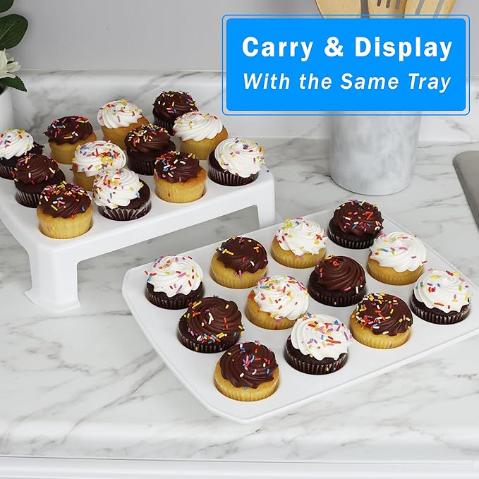 JOEY'Z EXTRA TALL Cupcake Carrier 24 Count, 24 Cupcake Holder with Lid