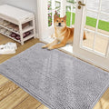 OLANLY Dog Door Mat for Muddy Paws 48x30, Absorbs Moisture and Dirt, Absorbent Non-Slip Washable Doormat, Quick Dry Chenille Mud Mat for Dogs, Entry Indoor Entryway Carpet for Inside Floor, Light Grey