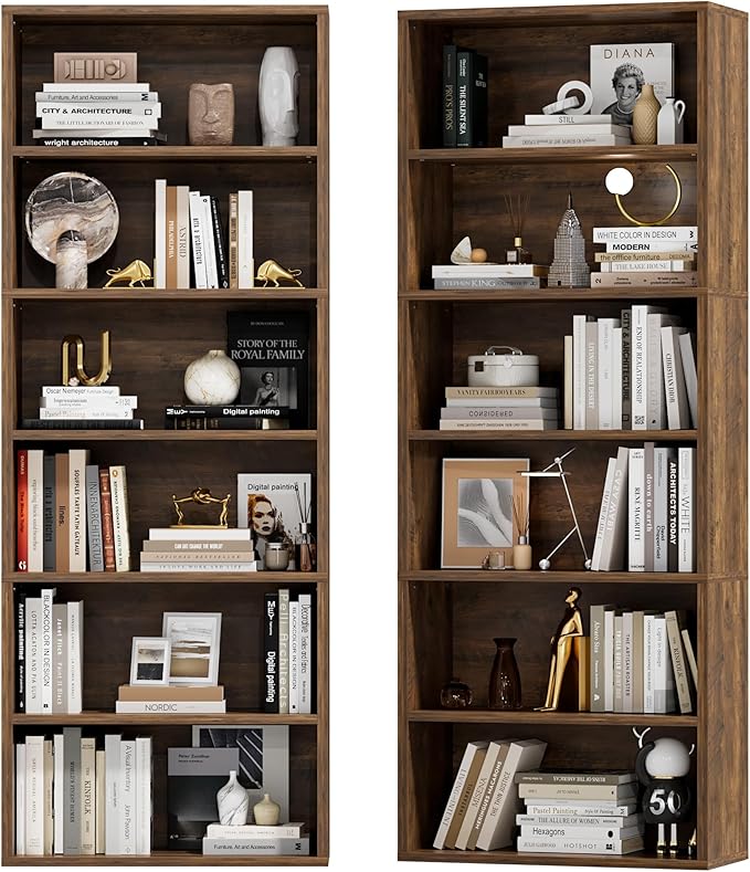 Furniwell 71" Tall Bookcase Bookshelves, 6 Tier Floor Standing Bookcases Open