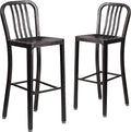 Flash Furniture Gael Commercial Grade 2 Pack 30" High Black-Antique Gold Metal