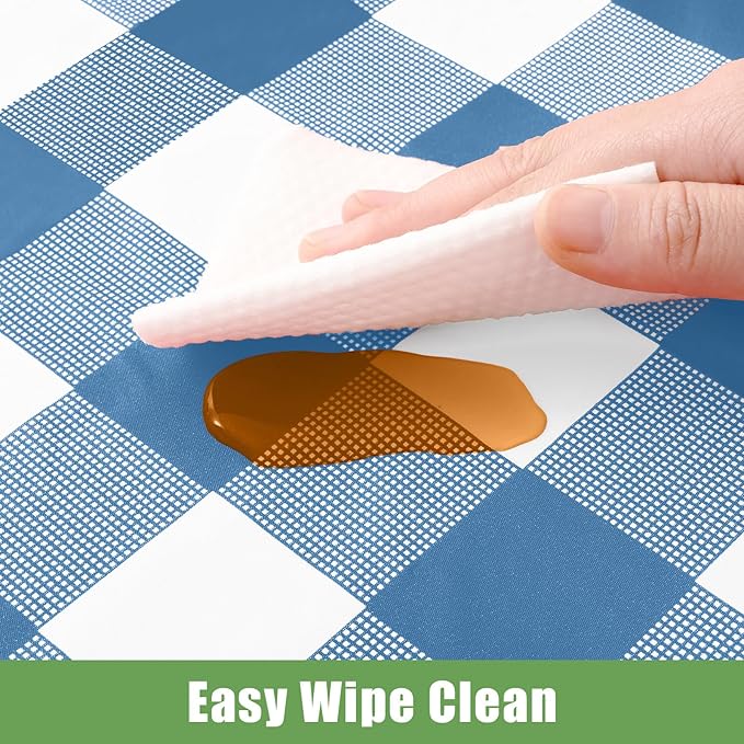 Smiry 6 Pack Aquamarine Gingham Disposable Tablecloths - 54" x 108" Heavy Duty Plastic Table Cloth, Waterproof Buffalo Plaid Table Covers for Picnic, Banquets, Parties