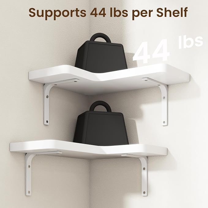 Venusmiles Corner Floating Shelves Set of 4, Wall Mounted L-Shaped Storage