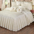 Cameo Lace Luxury Washable Polyester Bedding Set | Vintage Elegant | Pearl | Scroll Leaf Floral Cameo Quilting Embroidered | Set of Five: Full Bedspread, Two Standard Shams, Square and Round Pillows