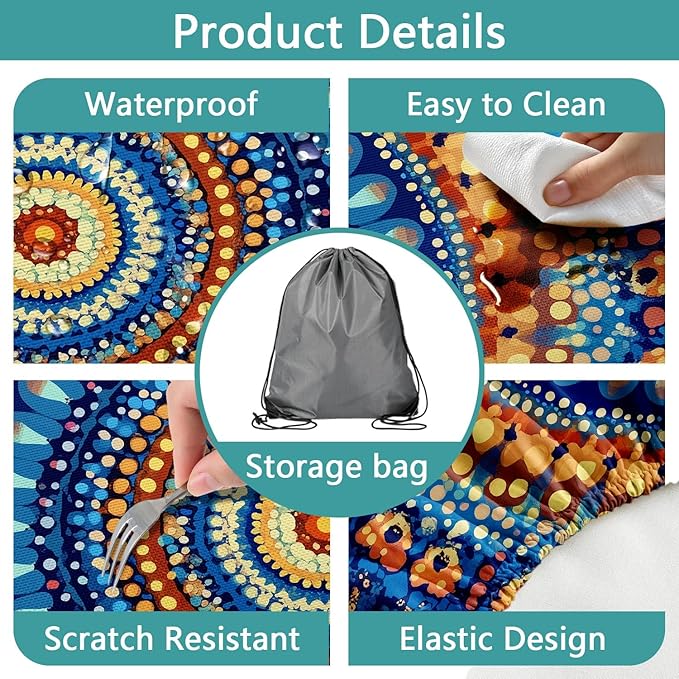 Picnic Table Cover with Bench Covers and Bag, Camping Essentials, Waterproof Windproof Camping Tablecloth, Fitted Tablecloth Cover with Elastic Edge for Indoor Outdoor 3 PCS 30x60 Inch