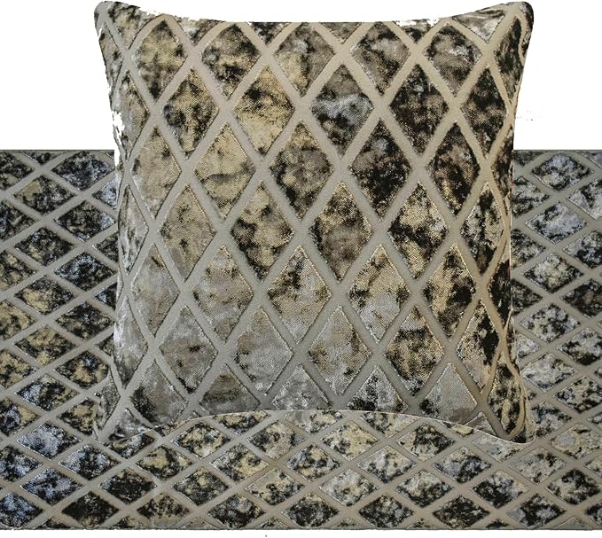 The HomeCentric King/Queen/Twin Grey Decorative Bed Runner CA King 86"x18" Bed Runner Without Pillow Cover, Diamond Pattern, Velvet Cut Bed Scarf on Velvet Fabric - Grey Velvet Verve