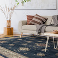RUGGABLE Washable Vintage Area Rug – Verena Sapphire 8x10, Stain-Resistant, Non-Slip – Large Machine Washable Rugs for Living Room, Bedroom, Hallway, Entryway & Office–with Standard Pad