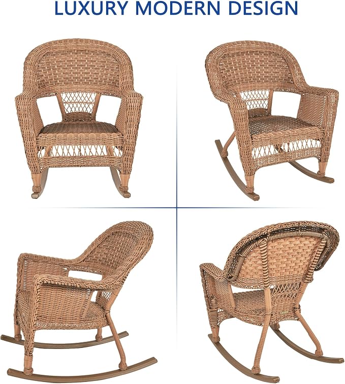 Jeco 3 Piece Rocker Wicker Chair Set