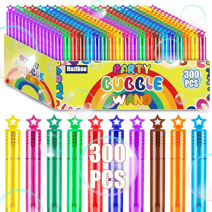 300 Pack 10 Colors Bulk Mini Bubble Wands,Party Favors Bubbles Wand for Kids,Perfect for Summer Outdoor Toys,Goody Bags Stuffer Bubbles,Carnival Prize,Birthday,Wedding