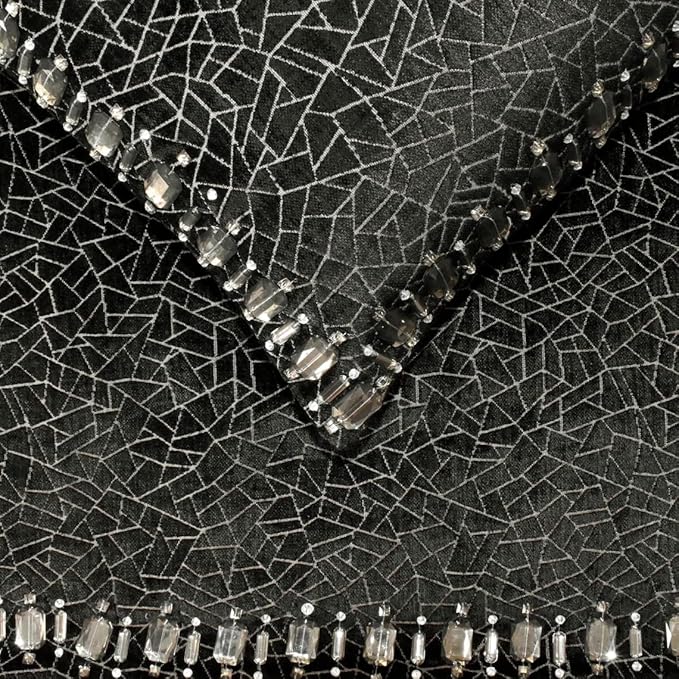The HomeCentric King/Queen/Twin Black Decorative King 90"x18" Bed Runner Without Pillow Cover, Mosaic & Crystal Bed Scarf on Velvet Fabric - Mosaic Noir