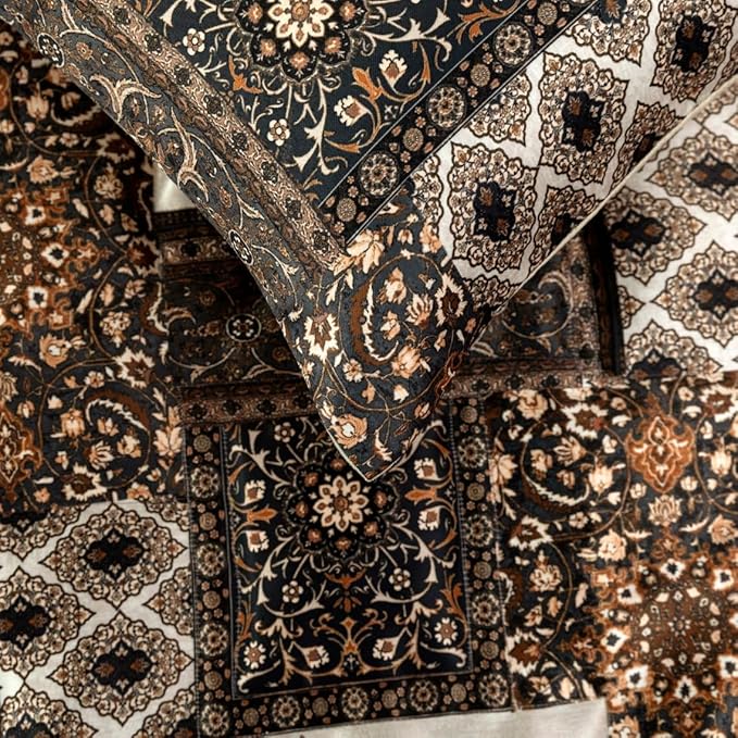 The HomeCentric King/Queen/Twin Brown Decorative Twin 53"x18" Bed Runner Without Pillow Cover Quilted Bed Scarf on Satin Fabric - Parisa
