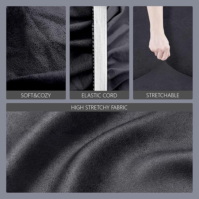 molasofa Leather Like Stretch Futon Slipcover Armless Futon Bed Sofa Cover Furniture Protector with Elastic Bottom, Soft and Washable Futon Cover for Sofa Bed Stay in Place（X Larger，Dark Grey）