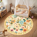 Floral 6ft Area Rug Machine Washable Soft Print Boho Carpet Non Slip Doormat Low Pile Flower Area Rugs for Living Room Bedroom Nursery Kitchen Dining Room Indoor-Ivory/Yellow