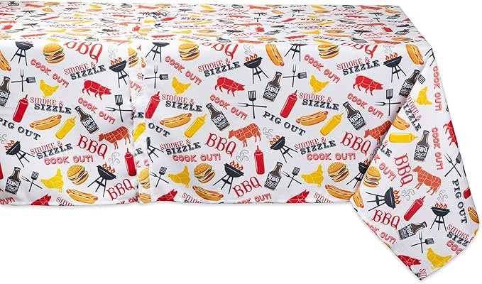 DII Outdoor Tabletop Collection, Stain Resistant & Waterproof, 60x120 w/Zipper, Barbeque