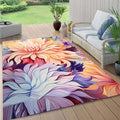 Waterproof Floral 10x12 Outdoor Rug Modern Vibrant Rugs for Balcony Patio Porch Garden Camping Pool Machine Washable Non Shed Outside Carpet Unique Easy Clean Flower Mat Lavender Peach