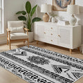 Area Rugs Moroccan for Living Room 5x7, Washable Non-Slip Boho Rug, Neutral Farmhouse Soft Carpet for Bedroom, Kitchen, Dining Room, Entryway, Geometric Print Tribal Carpets, Black and White