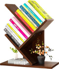 Godferyxin Tree Bookshelf, Small Bookshelf, 3 Tier Wood Mini Book Shelf and