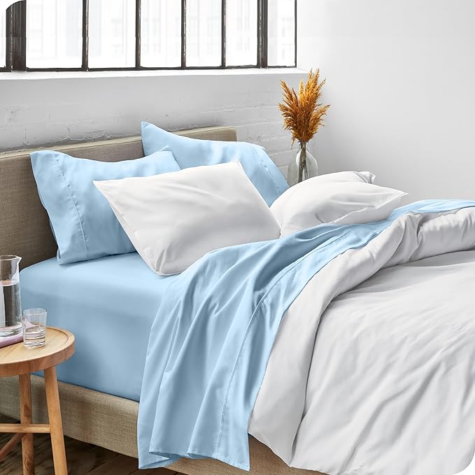 Bare Home Full XL Sheet Set - Luxury 1800 Ultra-Soft Microfiber Full Extra Long Bed Sheets - Double Brushed - Deep Pockets - Easy Fit - 4 Piece Set - Bedding Sheets & Pillowcases (Full XL, Light Blue)