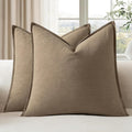 EMEMA Decorative Linen Throw Pillow Covers 24x24 Inch Curry Boho Farmhouse Neutral Couch Throw Pillows for Bed Pack of 2 Accent Pillowcase Modern Sofa Cushion Livingroom Home