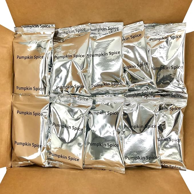 Sarasota Coffee Ground Packets | Gourmet Flavored Medium Roast Bulk Coffee Packs | Pumpkin Spice | Low Acid Mold Free Singles Individual Pouches for 12 Cups Maker | 2 Ounce Bags, 36 Count
