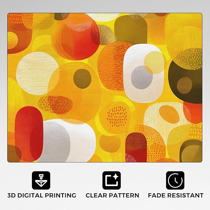 Abstract Geometry Rugs for Home Decor, 6x8 ft, Mid Century Modern Area Rugs for Living Room, Soft Non Slip Washable 70s 80s Geometric Carpet Bedroom Decorations Dt-Ghf-19