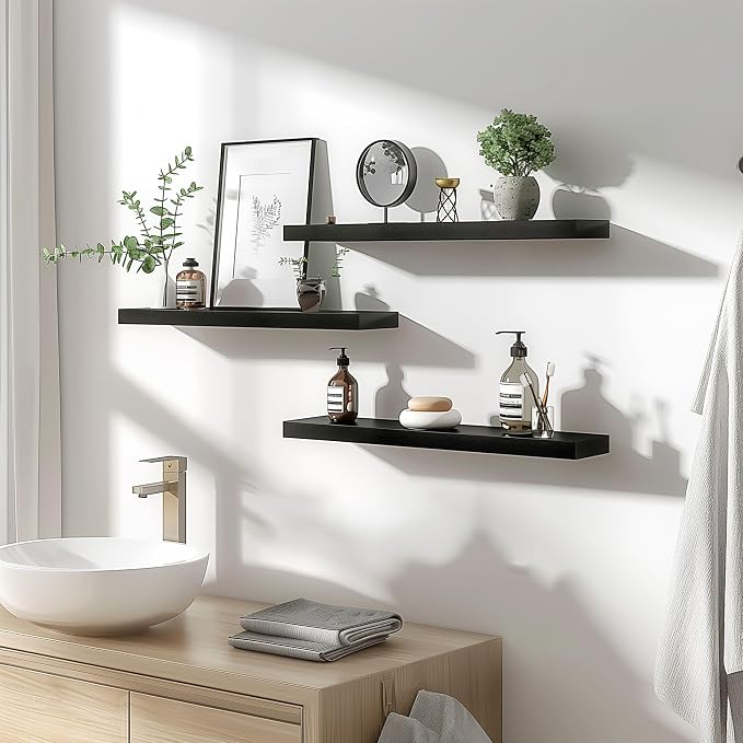 YYWUOJJ Wood Floating Shelves for Wall Decor, Rustic Wall Shelves for Bedroom