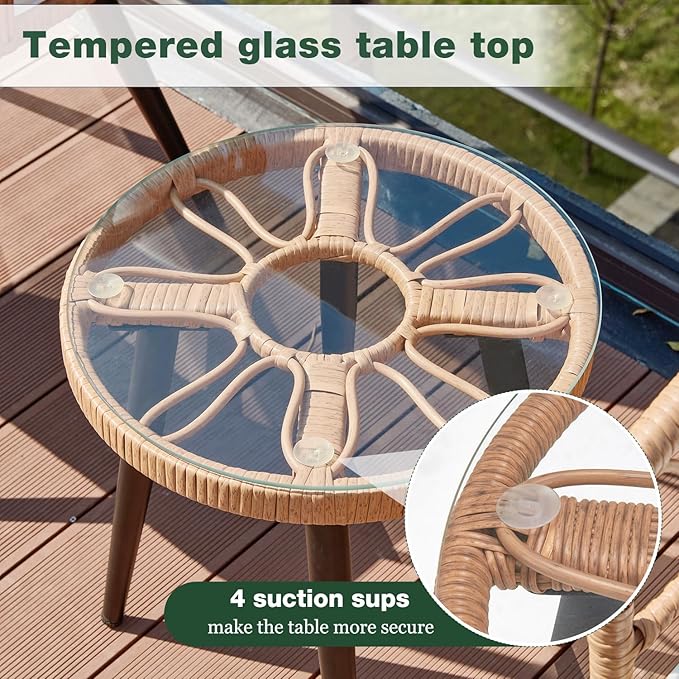 ECOTOUGE 6-Piece Wicker Patio Bistro Set, Outdoor Rattan Dining Set