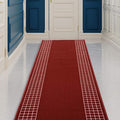 Custom Made Runner Rug for Kitchen Foyer Hallway Entry Choose Your Length 31 Inch Wide Geometric Checkered Design Red Color (48 feet x 31 Inch)