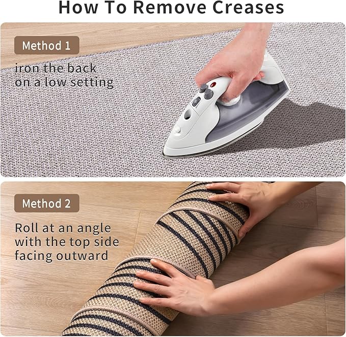 Tangsoo Easy Jute Rug 2x4 Small Throw Rugs for Entryway,Washable Thin Outdoor Door Mat,Black Geometric Non-Slip Indoor Floor Carpet for Entrance Kitchen Hallway Bedroom Front Porch