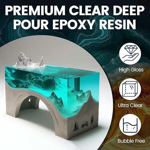 Jarezina 1.5 Gallon Deep Pour Epoxy Resin 2:1 for River Table & Wood Crafts