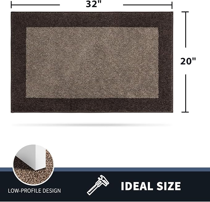 PURRUGS Dirt Trapping Door Mat 20" x 32", Non-Slip/Skid Machine Washable Entryway Rug, Shoes Scraper, Throw Rug, Super Absorbent Area Rug for Muddy Wet Shoes and Paws, Grayish Brown & Coffee