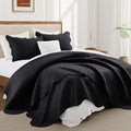IR Imperial Rooms Twin Quilt Bedding Set Size (68” x 86”) + 1 Pillow Shams (20” x 26” + 2”) - 2 Pcs All Season Lightweight Reversible Microfiber Coverlet Embossed Quilt Bedspread (Black)