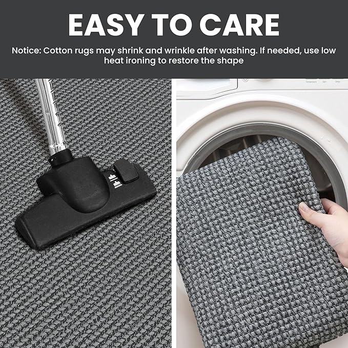 IOHOUZE Washable Exrea Long Hallway Runner Rug 3x16 Non Slip Rubber Backed Kitchen Runner Entryway Runner Indoor, Woven Rugs Floor Carpet for Kitchen Hall Entryway Stair, Dark Grey