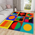 Geometric Rugs for Living Room - 5x6ft - Colorful Abstract Modern Funky Rug for Bedroom Non Slip Low Pile Machine Washable Area Rugs, Geometric Carpets House Decor & Gifts