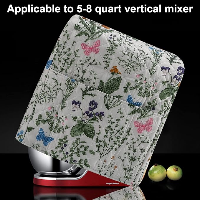 Stand Mixer Cover,Floral and Plants Kitchen Mixer Cover Compatible With 5-8Qt Kitchenaid Hamilton Mixers,Spring Summer Kitchen Decor,Kitchen Aid Mixer Covers,Pioneer Woman Kitchen Aid Mixer Assecories