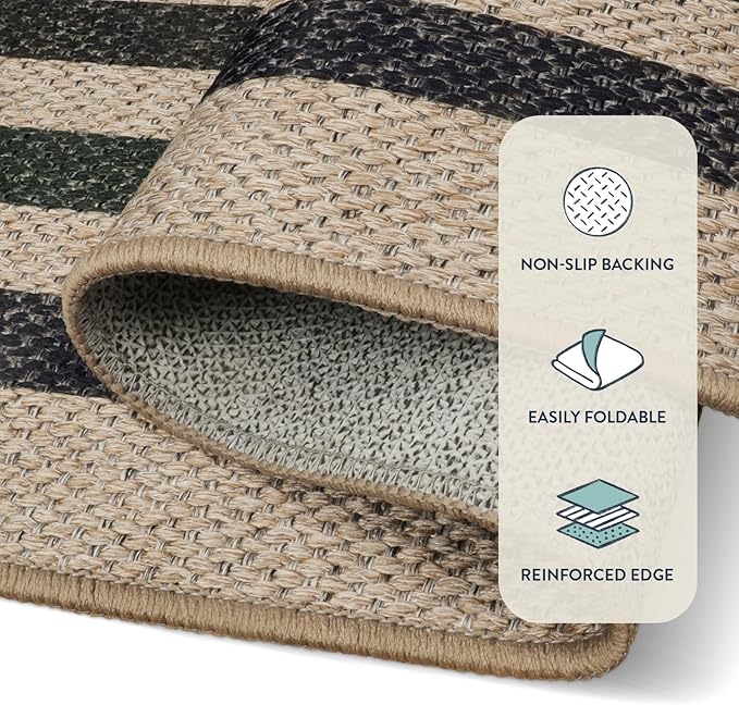 Lahome Modern Geometric Easy Jute Entryway Rug, 3x5 Washable Farmhouse Kitchen Rugs for Bedroom, Contemporary Non Slip Non Shedding Woven Carpet for Living Room