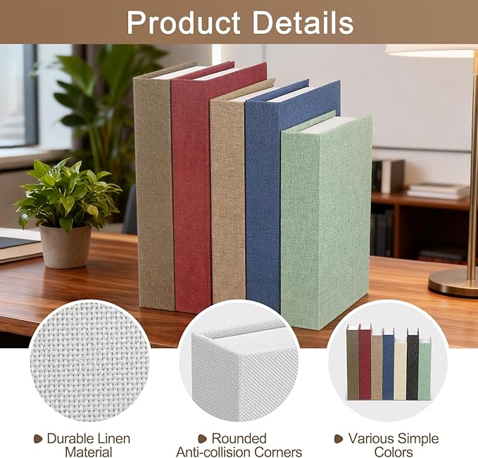 uxcell Decorative Books, 8.7 x 5.9 Linen Fake Books for Decoration Faux Decor Book for Modern Aesthetic Home Office Coffee Table Shelf Desktop Display, White