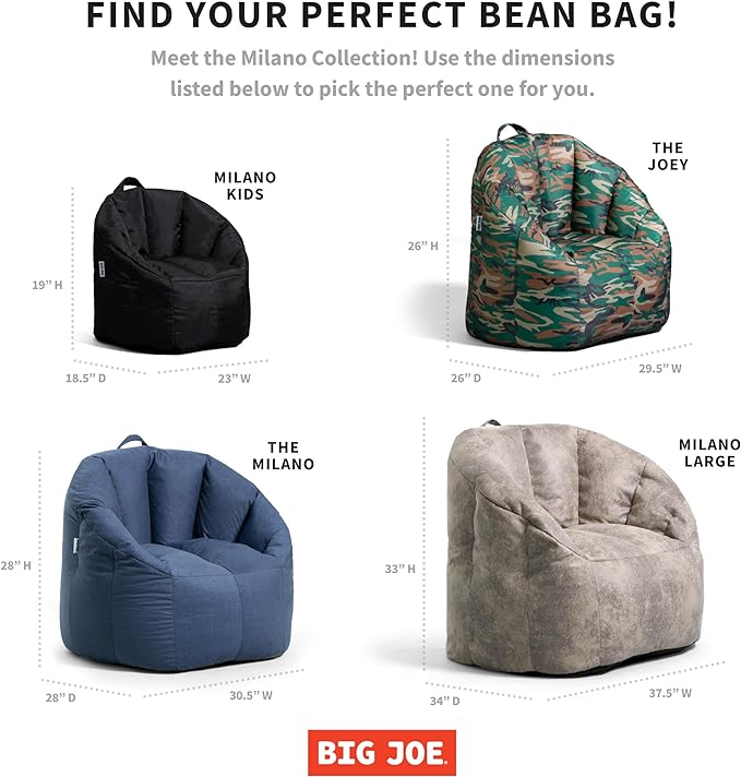 Big Joe Milano Bean Bag Chair for Kids, Ultra-Soft Emerald Plushie Polyester