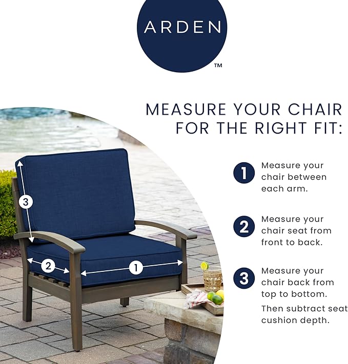 Arden Outdoor Deep Seat Cushion Set, 22 in x 24 in, Weather-Proof, Rain-Proof, Fade Resistant Patio Cushion Ashland Black Jacobean