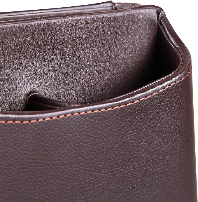 PU Leather Remote Control Holder,360 Degree Spinning Desk TV Remote Caddy,Desk Organizers and Accessories,for Controller,Media,Mail,Calculator,Mobile Phone,Pen Storage Holder(Brown Lychee)