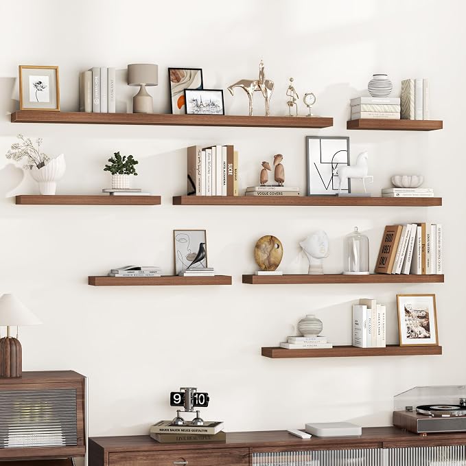 Fun Memories 20 Inch Floating Shelves Wall-Mounted, Engineered Wood Wall Shelves