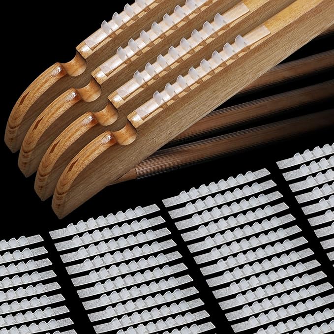 Yalikop 500 Pcs Non Slip Rubber Clothes Hanger Grips Adhesive Clothing Hanger Grip 2.8 x 0.2 Inch Clothes Hanging Accessories with Fins Strips Grippers for Home Stores Use (Clear)