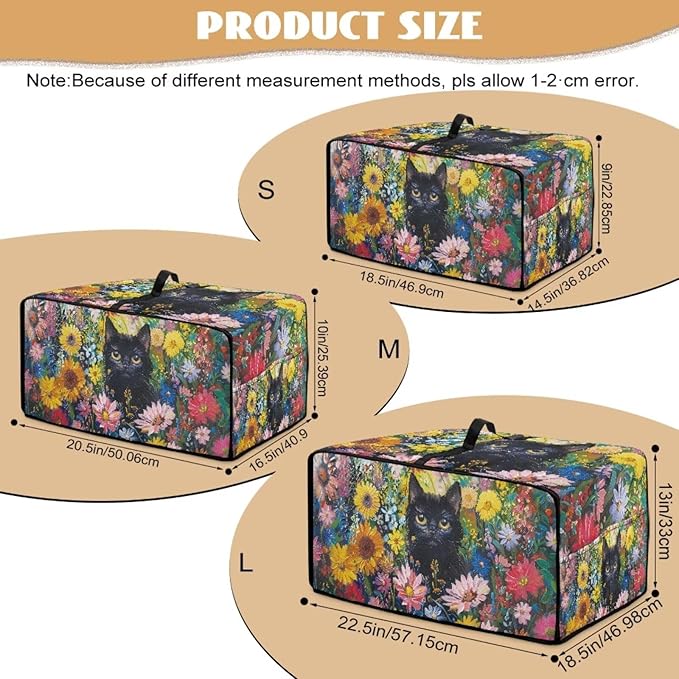 Microwave Oven Dust Cover Heavy Duty Microwave Oven Cover Waterproof Dust-Proof Kitchen Machine Covers Case Protections for Toaster Oven, Oil Painting Cat Sunflower Daisy Print, L