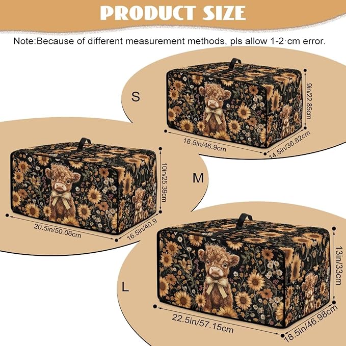 Cute Highland Cattle Print Toaster Oven Cover Heavy Duty Microwave Oven Dust Cover Sunflower Daisy Print Dust-Proof Universal Kitchen Machine Covers Suitable for Most Microwave Ovens, L