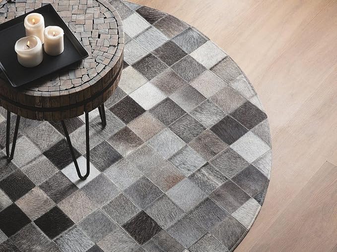 Round Area Rug – Soft Modern Carpet for Living Room, Bedroom, Entryway – Non-Slip Durable Floor Mat for Home Décor (Grey_5X5)