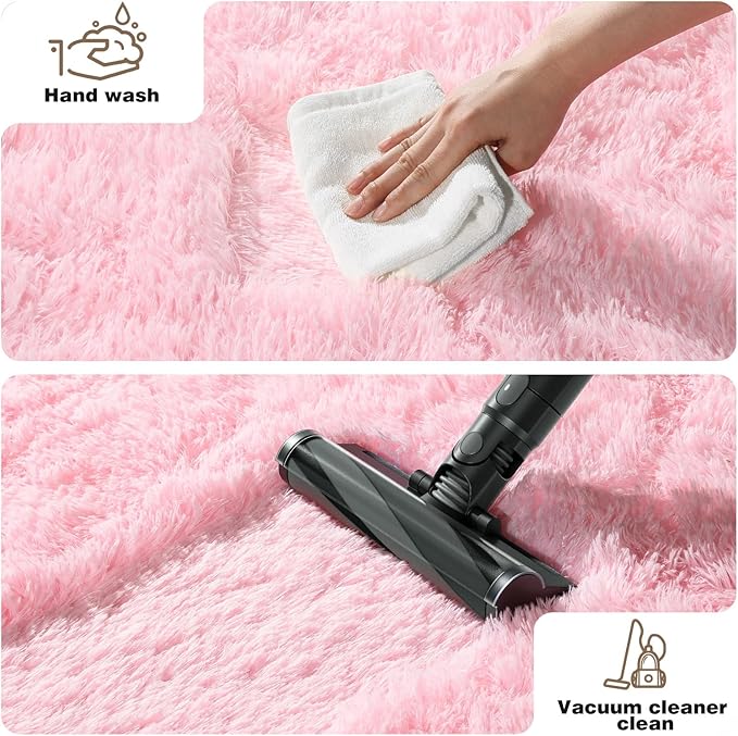Pink Rugs for Living Room, Fluffy Large 6x9 Area Rugs for Bedroom, Soft Shag Fuzzy Non-Slip Carpet for Kids Boys and Girls Nursery Room Dorm Indoor Home Decor (Pink, 6ft x 9ft)