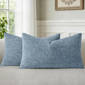 a moment Blue Chenille Throw Pillow Covers 12x20 Inch Pack of 2 Modern Decorative Throw Pillow Covers Farmhouse Cross Covers Modern Home Decor for Sofa Bedroom Living Room