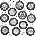 Race Car Party Decorations - 30Pcs Racing Car Wheel Hanging Swirls Wheel Tire Ceiling Hanging Streamers for Race Theme Birthday Party Supplies