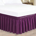 Purple Wrap Around Bed Skirts with 16" Drop - Three Sides Fabric Adjustable Elastic Dust Ruffle Silky Soft -600 TC Stretchy Bed Skirt-King(76"X 80") Purple
